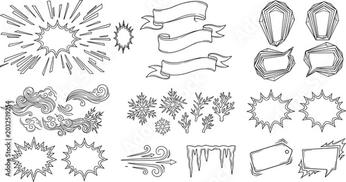 Fotografía Comic Book Style Winter Vector Design Elements Collection Featuring Ice Crystals