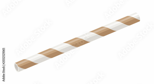 Eco friendly brown and white striped paper straw