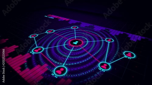 Futuristic biometric fingerprint scan with user network connection hud