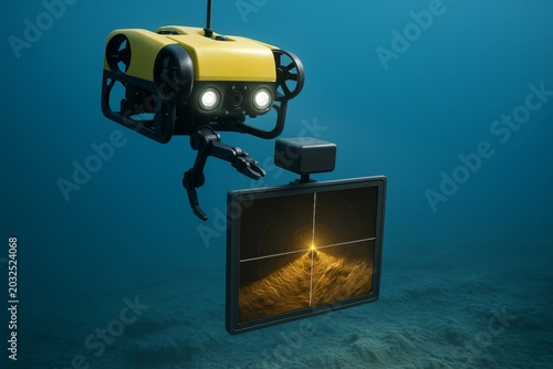 This autonomous underwater vehicle explores the deep sea. It uses advanced sonar technology to map the ocean floor.
