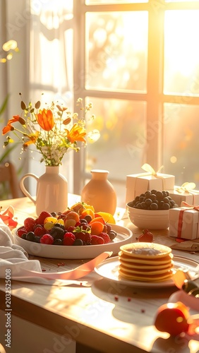table setting with flowers