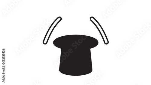 Valokuva Magic hat with levitating wand, sparkles and stars, cartoon style icon for wizar