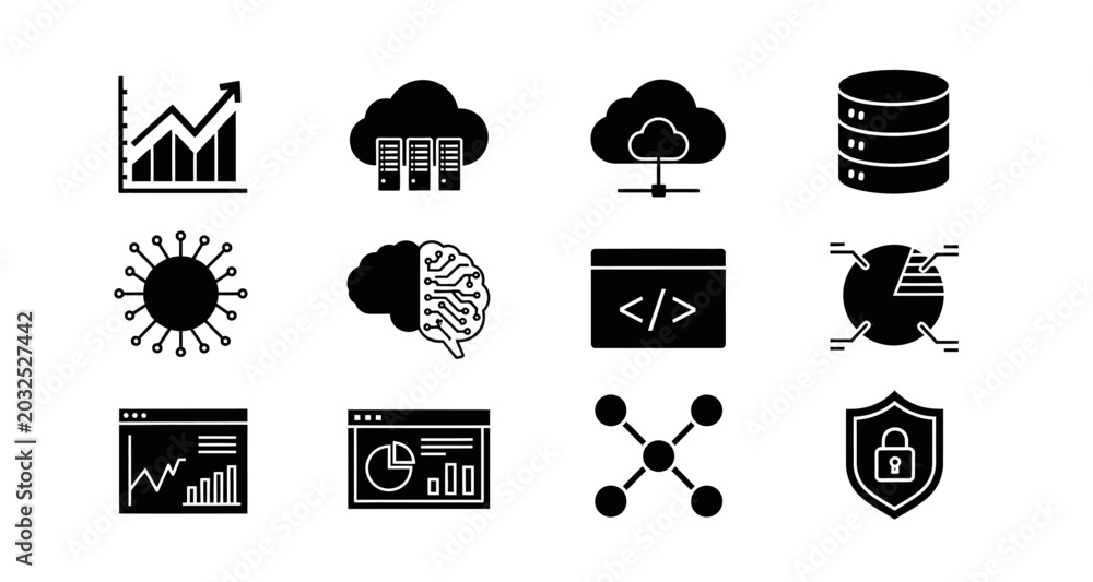 Fototapeta premium Set Of Technology Icons Including Ai Data And Security On Transparent Background