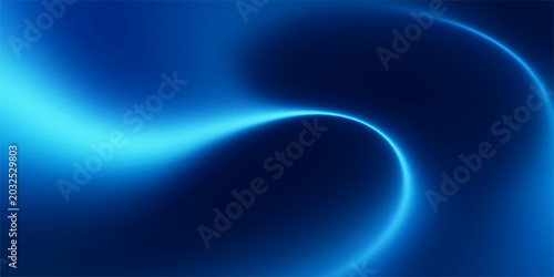 Фотография A mesmerizing abstract swirl of luminous electric blue light flows across a deep navy background, creating a sense of dynamic energy and modern elegance