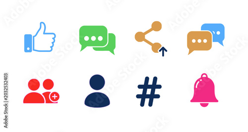 Konstfotografi Social media icons set flat design on transparent background
