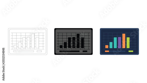 Fotografija Data analytics dashboard chart icon set showing statistical growth bars in line