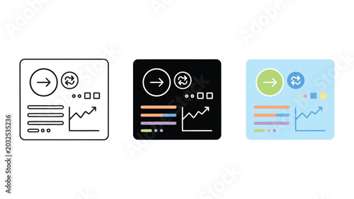 Slika na platnu Dashboard interface with circular progress indicator data bars and outgoing arro