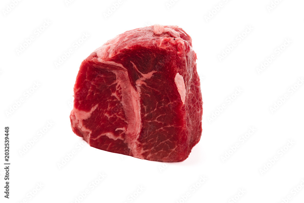 Fototapeta premium Raw Beef Steak Cut Fresh Meat Cooking Ingredient Isolated White Background Premium Quality Marbled Texture