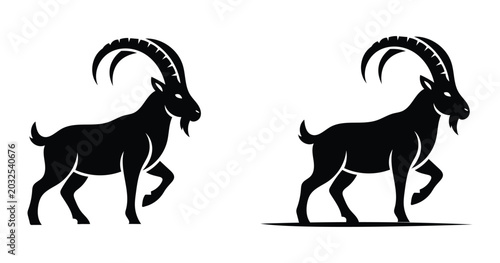 Photography Wild goat icon set