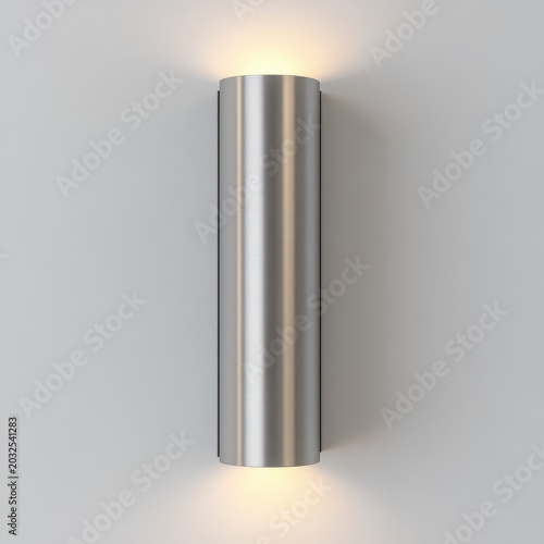 Modern cylindrical wall lamp with up and down light, isolated on white background