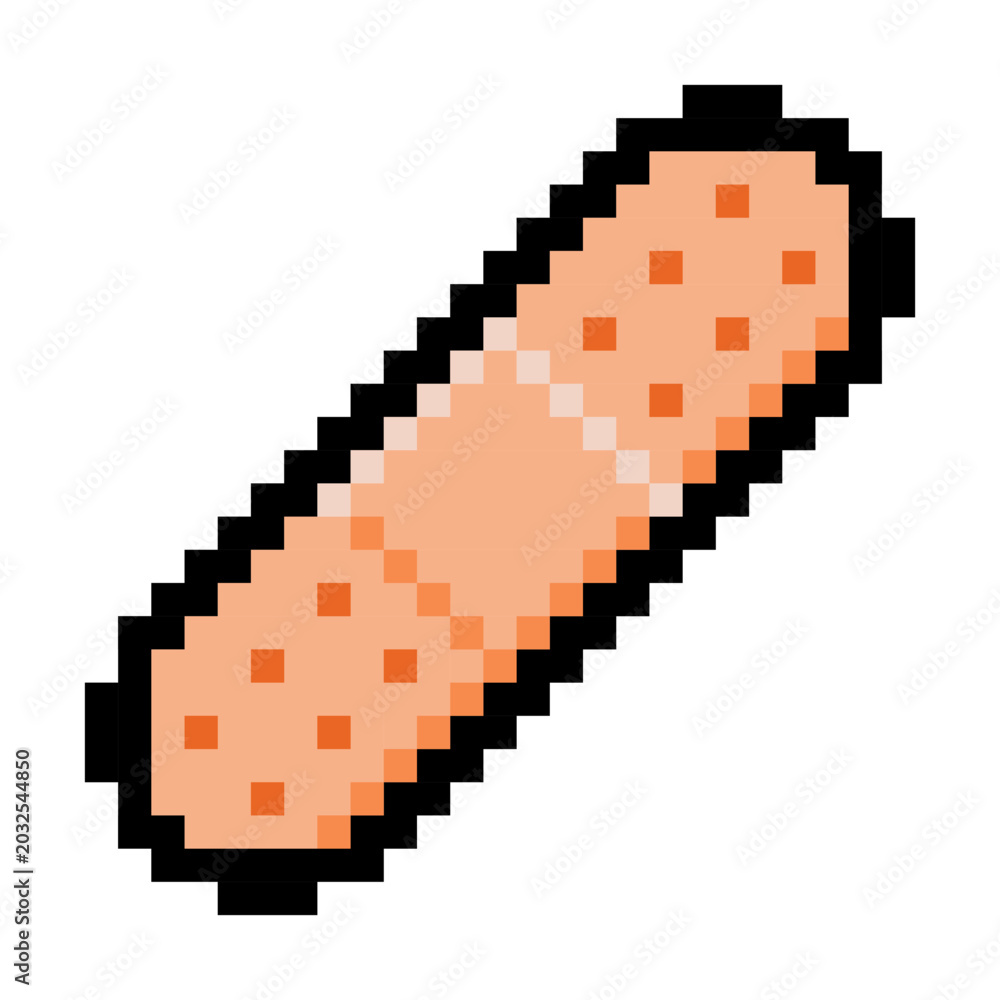 Fototapeta premium Pixel art medical bandage icon in retro 8-bit style. Perfect for health apps, game UI, and medical design projects. Isolated on white background.