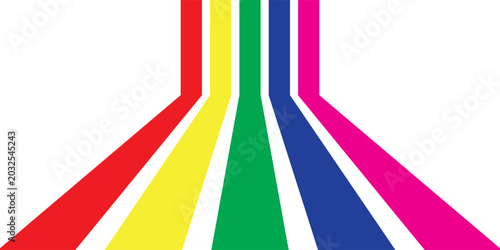 Bilde på lerret Colorful stripes with 3 d  dimensional effect isolated on white