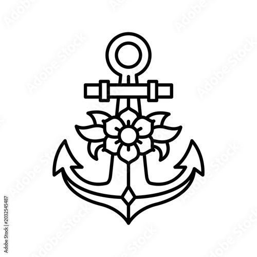 Anchor icon logo design template vector.