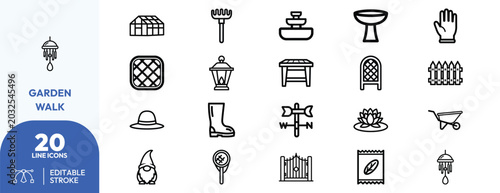 Bild auf Leinwand Garden Walk icon set