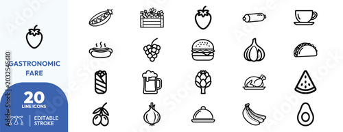 Canvastavla Gastronomic Fare icon set