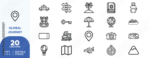 Cuadro en lienzo Global Journey icon set