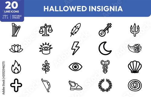 Foto Hallowed Insignia icon set. Editable stroke. Vector illustration.