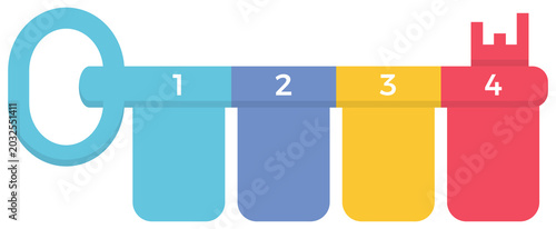 Infographic  template with a key divided on 4 segments