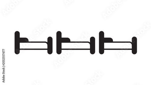 Foto Hospital beds illustration with three connected beds and parallel bars featuring