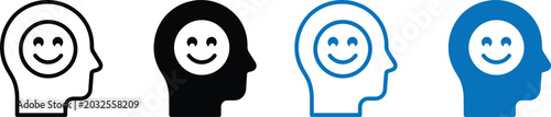 Fotografía Minimalist human head icon design with a smiley face representing positive menta
