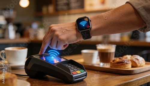 Smartwatch Contactless Payment on EDC Machine Representing Modern Fintech and Digital Transactions