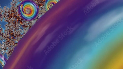 Vibrant abstract fractal art with colorful swirling patterns and bright light