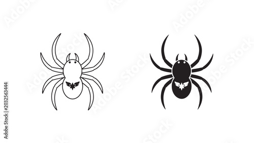 Foto Spiders illustrated with star patterns on their backs in black and white featuri