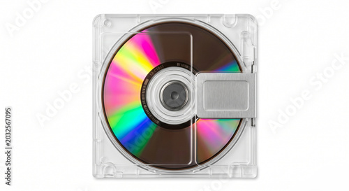 Quadro em tela Retro Clear MiniDisc Cartridge Showing Iridescent Rainbow Disc Surface