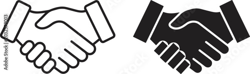 Foto Business handshake icon set, partnership agreement symbol, trust and cooperation