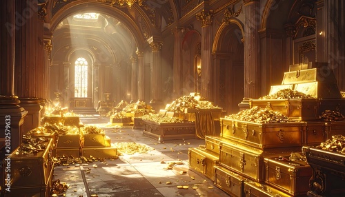 Abandoned treasure trove gold coins.