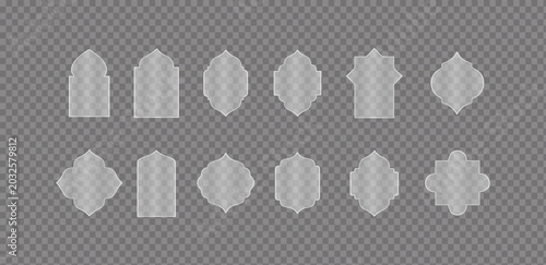 Obraz na plátně Transparent Glass Geometric Shapes Vector Collection