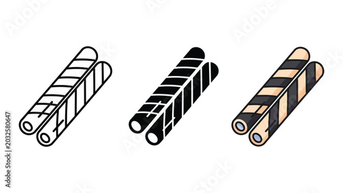 Wafer rolls vector illustration set in line art silhouette and color styles