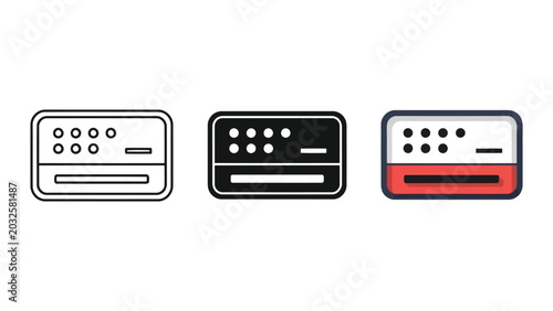 Photos Credit card reader icons, flat design and outline styles