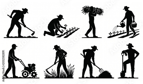 Farmer Character Silhouettes
