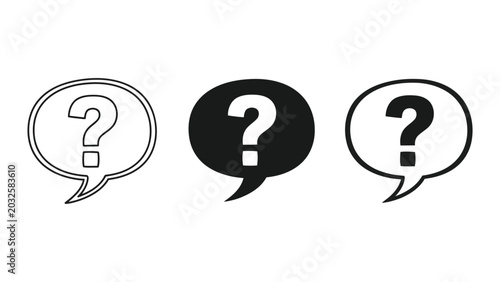Photos Question mark icons in speech bubbles, vector illustration