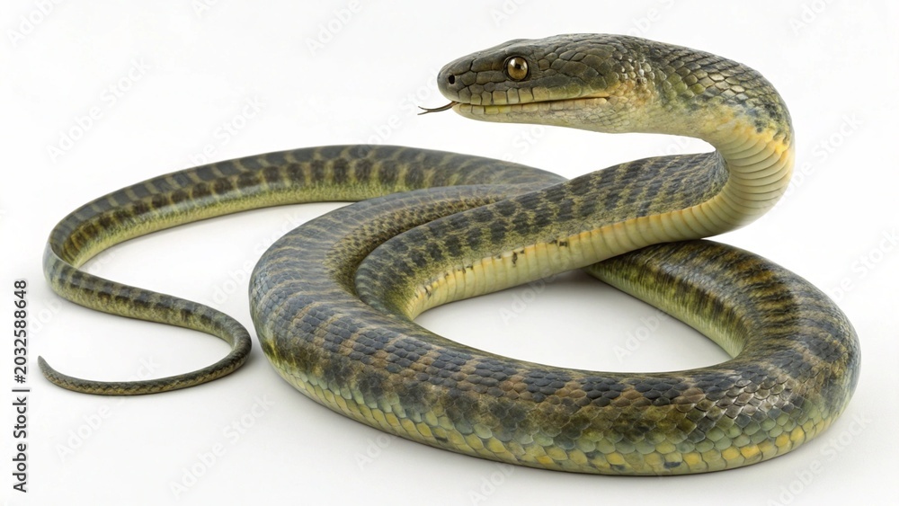 Obraz premium Isolated prehistoric marine snake Palaeophis on a solid white studio background
