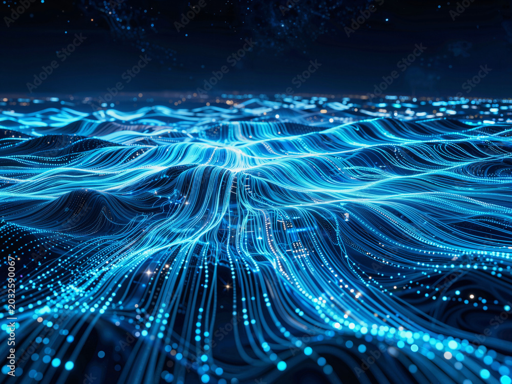 Fototapeta premium Futuristic tech data wave digital background
