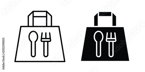 Bild auf Leinwand Take away food icon pack in line art and flat design style