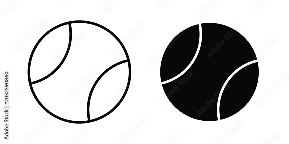 Fototapeta premium Tennis ball icon pack in line art and flat design style