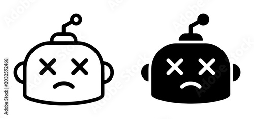 Foto Robot Head Icons, Dead Bot Symbol, Technology Failure, Error Message, Sad Robot