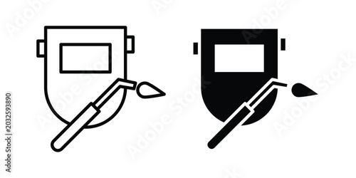 Foto Welding icon pack in line art and flat design style