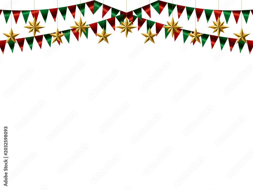 Obraz premium ガーランド三角、星、クリスマスF5