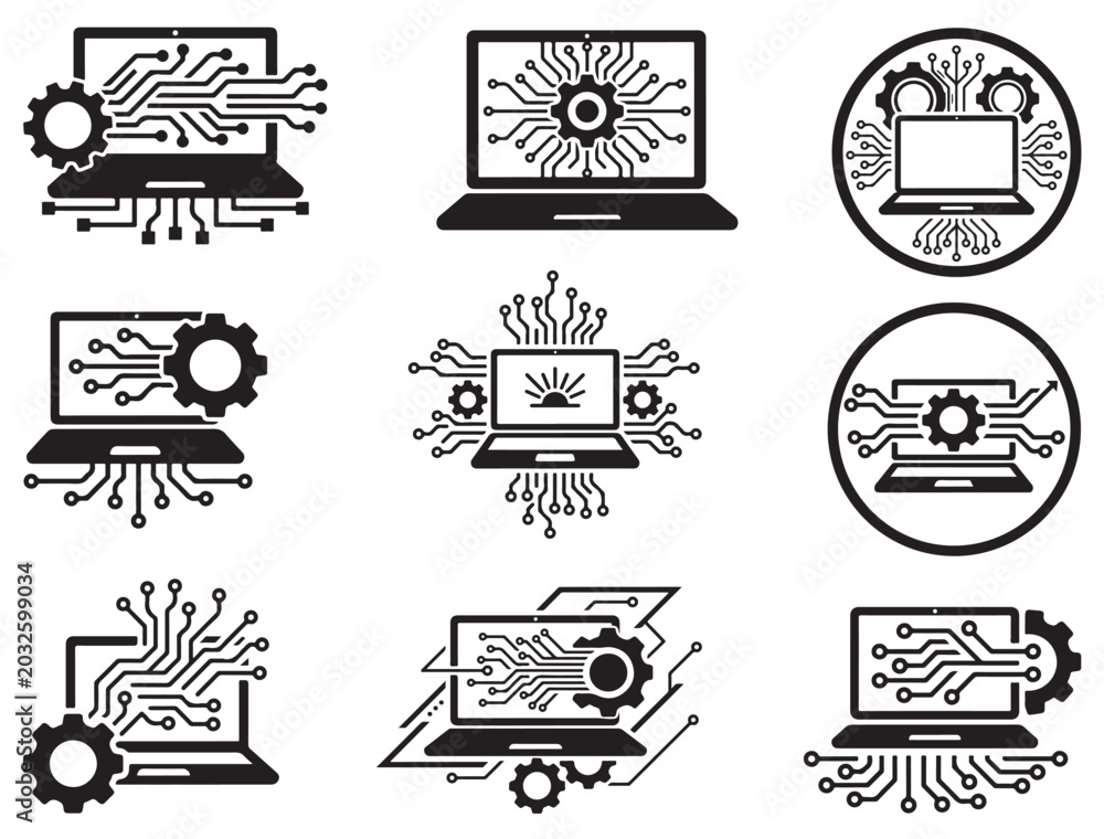Obraz premium TECHNOLOGY BUSINESS ICON SILHOUETTE