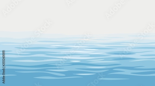 Blue water surface with gentle ripples, flat vector illustration.