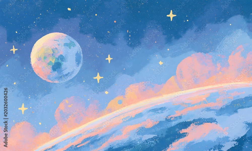 Naklejka premium earth in space, watercolor style