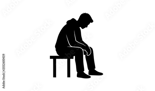 Photos Depressed man silhouette vector illustration showing sadness stress and emotiona