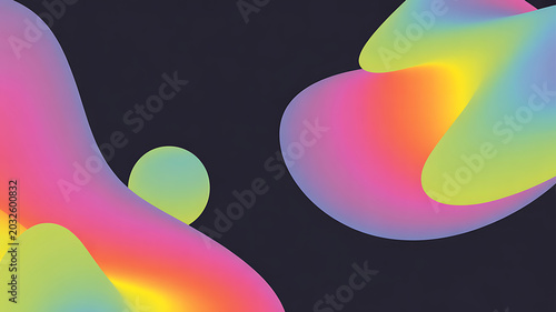 Abstract background with colorful gradient liquid shapes floating against a dark, smooth surface.