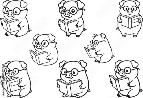 WISE PIG READING SILHOUETTE