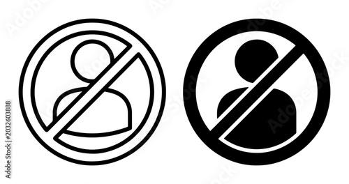 Fotografie Prohibited Person Icon Set, No Entry Symbol Vector, Restricted Access Graphic, F