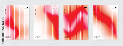 Bild auf Leinwand Abstract Ripple Glass Poster Template Set, Vector Fluted Glass Effect Background with Holographic Gradient Colors for Cover Design